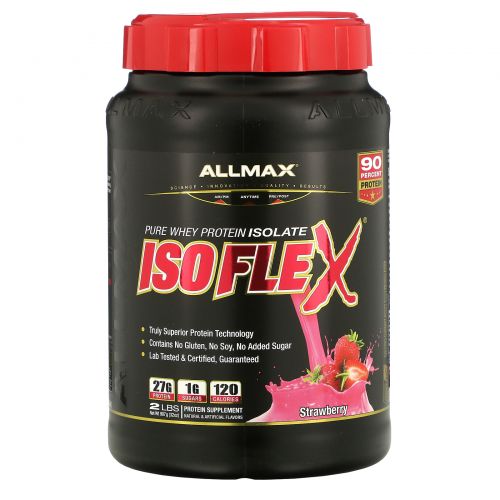ALLMAX Nutrition, Изофлекс, изолят сывороточного протеина, клубника, 2 фунта (907 г)