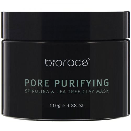 Biorace, Pore Purifying, глиняная маска со спирулиной и зеленым чаем, 110 г