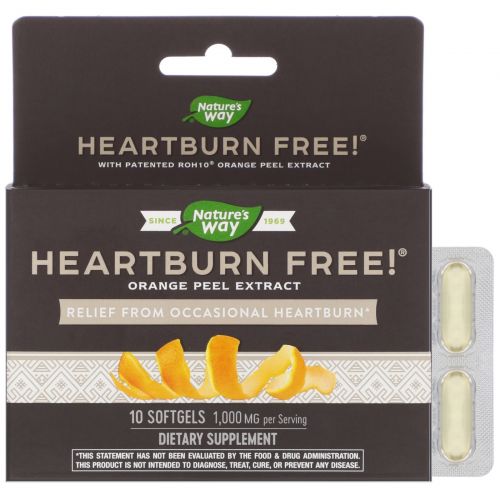 Nature's Way, Heartburn Free!, 10 гелевых капсул