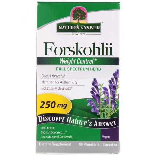 Nature's Answer, Forskohlii, 250 мг, 60 шт., вегетарианские капсулы