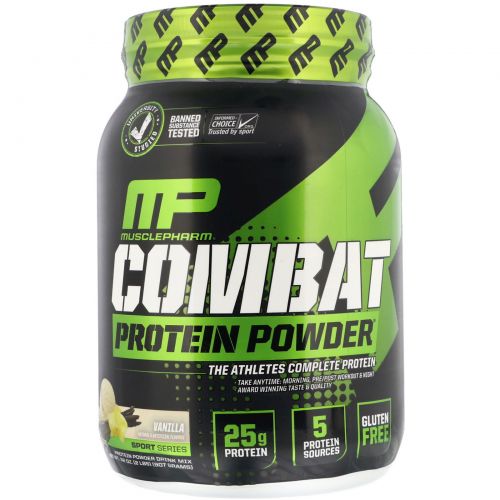 Muscle Pharm, Combat, белок в форме порошка, ваниль, 32 унции (907 г)