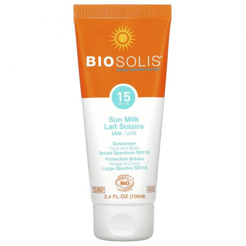 Biosolis, Солнцезащитное молочко, SPF 15, 100 мл (3,4 жидк. унций)