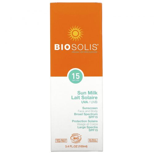 Biosolis, Солнцезащитное молочко, SPF 15, 100 мл (3,4 жидк. унций)