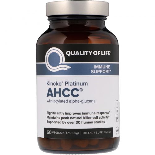 Quality of Life Labs, Kinoko Platinum AHCC, Immune Support, 750 mg, 60 Veggie Caps