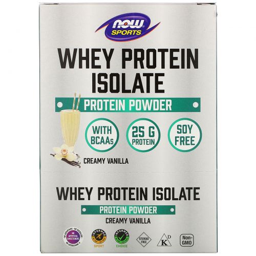 Now Foods, Sports, Whey Protein Isolate, Creamy Vanilla, 8 Packets, 1.13 oz (32 g) Each