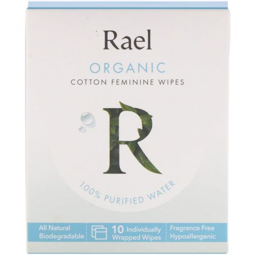 Rael, Organic Cotton Feminine Wipes, 10 Wipes