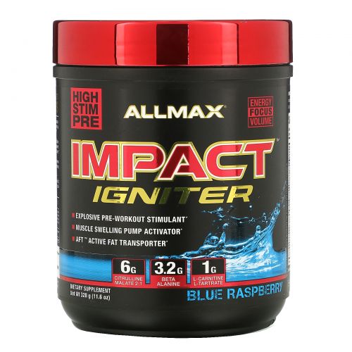 ALLMAX Nutrition, IMPACT Igniter, предтренировочный комплекс, цитруллина малат + ацетилцистеин (NAC), голубика, 328 г (11,6 унций)