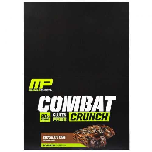 Muscle Pharm, Гибридные серии, Combat Crunch, Шоколадный торт, 12 баров, 2,22 унции (63 г) Каждый