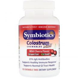 Symbiotics, Colostrum Plus, жевательные таблетки, со вкусом черешни, 120 жевательных таблеток