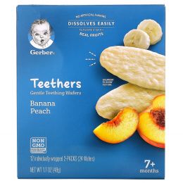 Gerber, Teethers, Gentle Teething Wafers, 7+ Months, Banana Peach, 24 Wafers, 1.7 oz (48 g)
