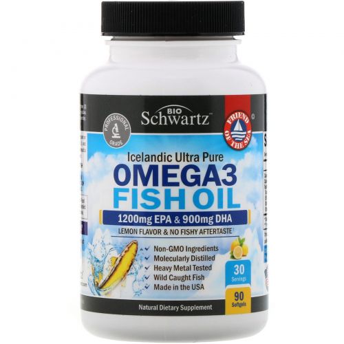 BioSchwartz, Omega 3 Fish Oil, Lemon Flavor, 1200 mg EPA & 900 mg DHA, 90 Softgels