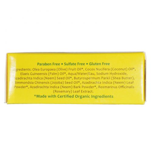 Organix South, TheraNeem Organix, Neem Therapé Cleansing Bar, Neem Leaf, Oil & Bark, 4 oz (113 g)