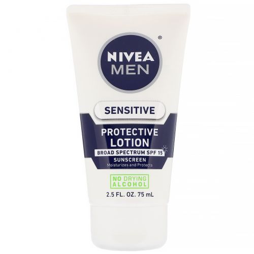 Nivea, Men, для чувствительной кожи, защитный лосьон, SPF 15, 75 мл (2,5 жидк. унций)