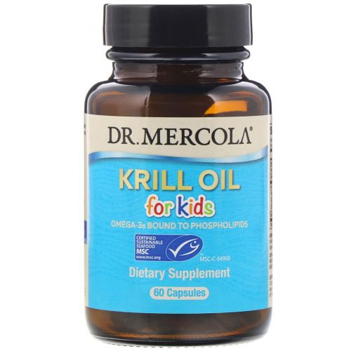 Dr. Mercola, Премиум добавки, масло криля для детей, 60 капсул