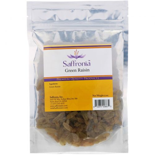 Saffronia Inc, Green Raisin, 6 oz