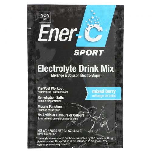 Ener-C, Sport, Electrolyte Drink Mix, Mixed Berry, 12 Packets, 0.1 oz  (3.43 g) Each