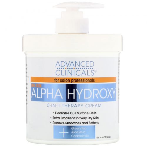 Advanced Clinicals, Alpha Hydroxy, 5-in-1 Therapy Cream, 16 oz (454 g)