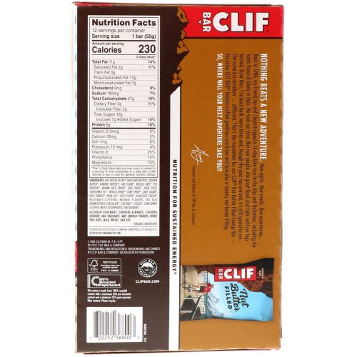 Clif Bar, Organic Nut Butter Filled Energy Bar, Chocolate Hazelnut Butter, 12 Energy Bars, 1.76 oz (50 g) Each