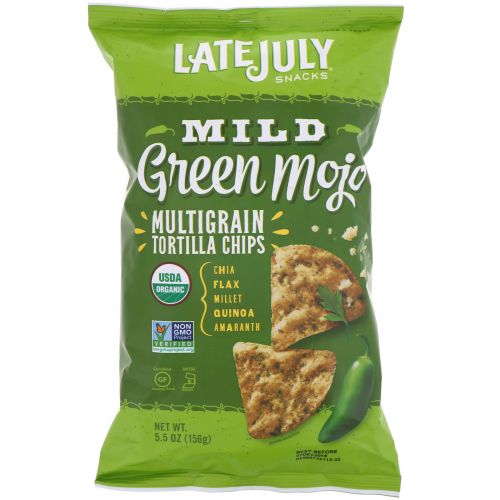 Late July, Multigrain Tortilla Chips, Mild Green Mojo, 5.5 oz (156 g)