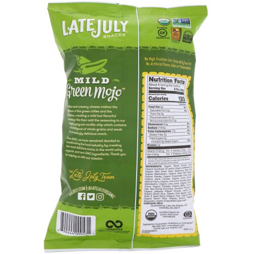 Late July, Multigrain Tortilla Chips, Mild Green Mojo, 5.5 oz (156 g)