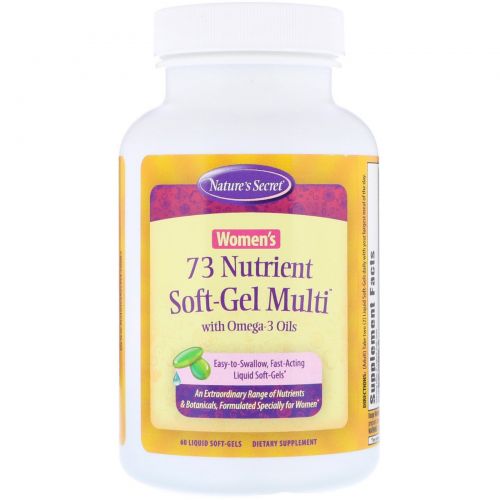 Nature's Secret, 73 Nutrient Soft-Gel Multi для женщин, с маслами омега-3, 60 желатиновых капсул с жидким содержимым