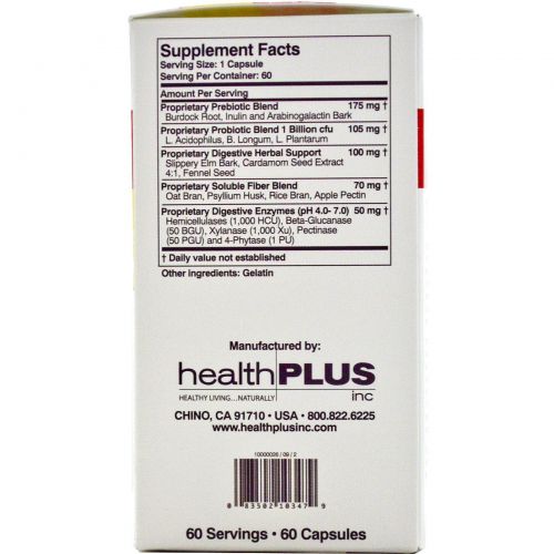 Health Plus Inc., Colon Cleanse MAX, пробиотическая клетчатка, 60 капсул