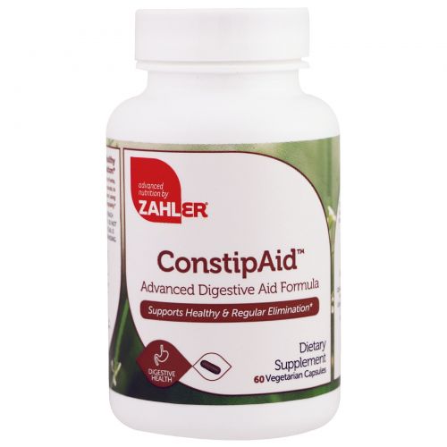 Zahler, ConstipAid, Улучшенная формула для помощи пищеварению, 60 вегетарианских капсул