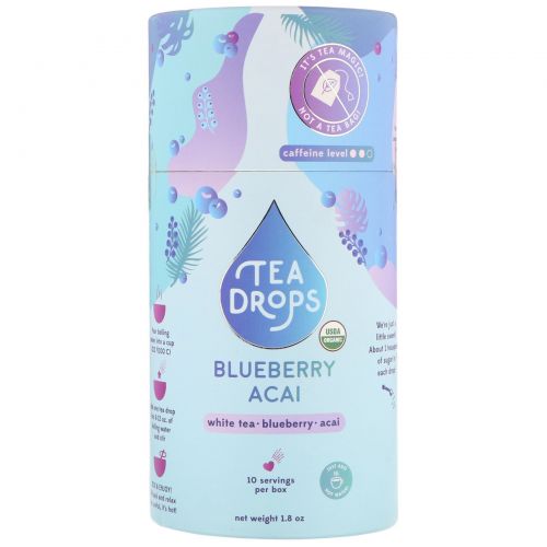 Tea Drops, Blueberry Acai White, 1.8 oz