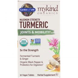 Garden of Life, MyKind Organics, Maximum Strength, Turmeric, Joints & Mobility, 30 Vegan Tablets