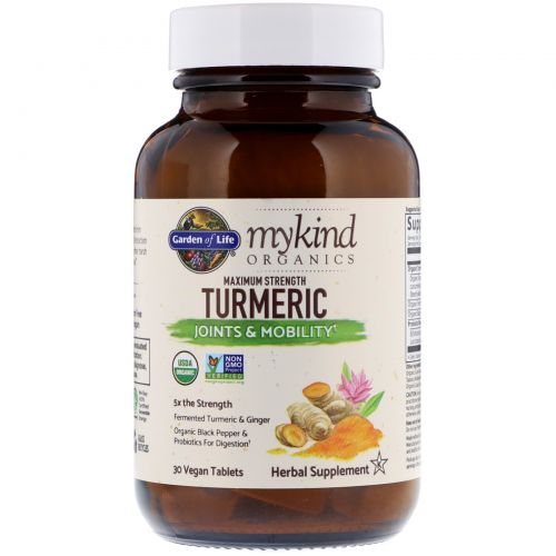 Garden of Life, MyKind Organics, Maximum Strength, Turmeric, Joints & Mobility, 30 Vegan Tablets