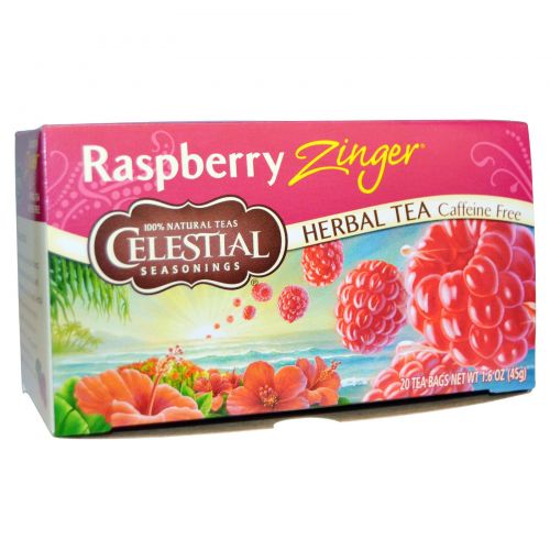 Celestial Seasonings, Травяной чай, без кофеина, малиновый рай, 20 пакетиков, 1.6 унций (45 г)