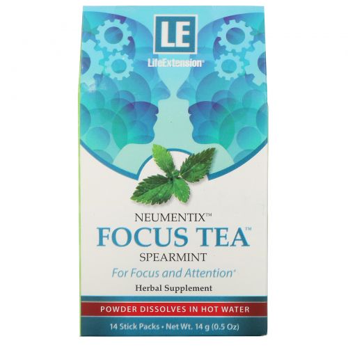 Life Extension, Neumentix, Focus Tea, Spearmint, 14 Stick Packs, 0.5 oz (14 g)