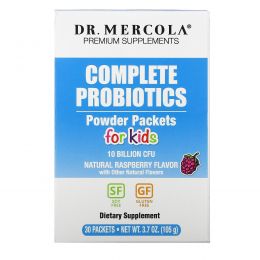 Dr. Mercola, Премиум добавки, пакеты порошков с пробиотиками для детей, натуральный малиновый ароматизатор, 30 пакетов, 3,5 г (0,12 унции) каждый