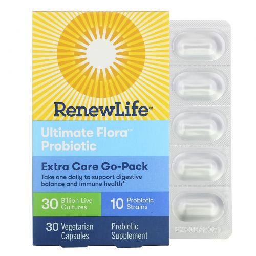 Renew Life, Сверхзабота Полноценная флора Пробиотик, 30 миллиардов, 30 вегетарианских капсул