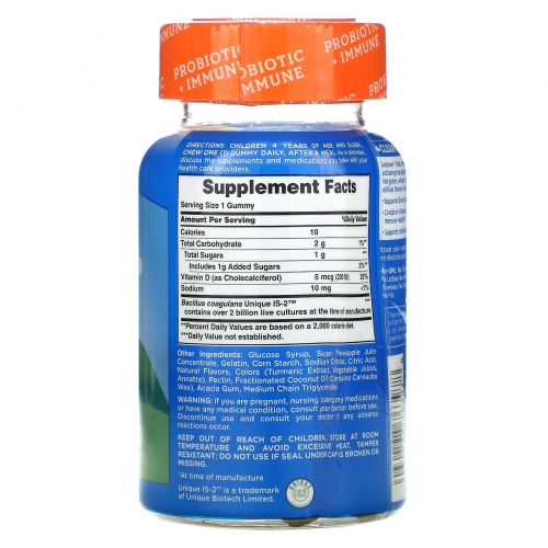 Sundown Naturals Kids, Детские жевательные таблетки с пробиотиками, со вкусом ананаса, малины и апельсина, 30 жевательных таблеток