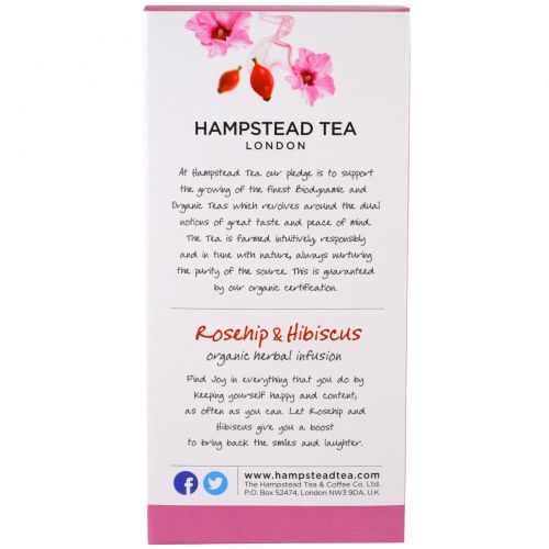 Hampstead Tea, Гибискус и Шиповник, 20 Пакетиков, 1.06 унция (30 г)