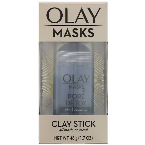 Olay, Masks, Pore Detox, глиняная маска-стик с черным древесным углем, 48 г (1,7 унции)