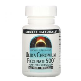 Source Naturals, Ультра пиколинат хрома 500, 500 мкг, 120 таблеток