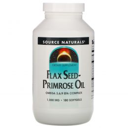 Source Naturals, Масло льна и примулы, 1300 мг, 180 мягких капсул