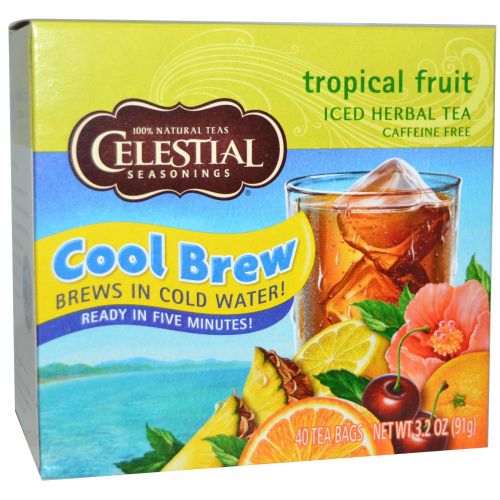 Celestial Seasonings, Холодный травяной чай Iced Herbal Tea, без кофеина, тропический фрукт, 40 пакетиков, 91 г