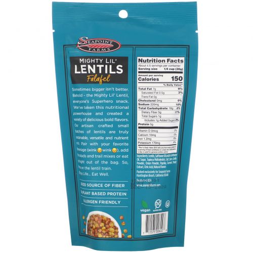 Seapoint Farms, Mighty Lil' Lentils, Falafel, 5 oz (142 g)