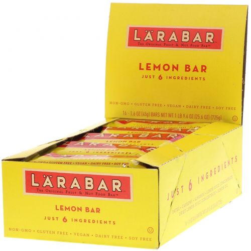 Larabar, Лимонный батончик, 16 батончиков, 1,6 унции (45 г) каждый