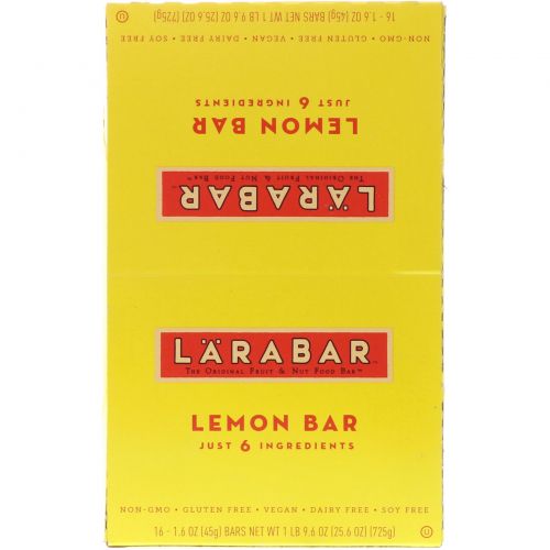 Larabar, Лимонный батончик, 16 батончиков, 1,6 унции (45 г) каждый