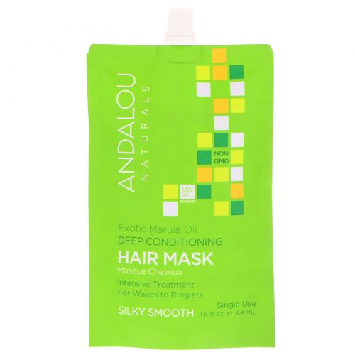 Andalou Naturals, Exotic Marula Oil Silky Smooth Deep Conditioning Hair Mask, 1.5 fl oz (44 ml)