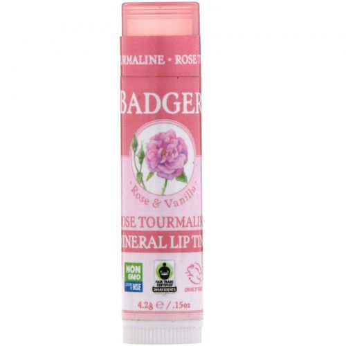 Badger Company, Минеральный блеск для губ, роза и турмалин, 4,2 г