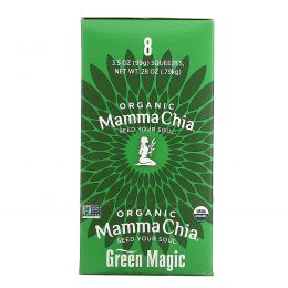Mamma Chia, Закуска для выносливости Chia Squeeze, зеленое волшебство, 8 пакетиков по 3.5 унций (99 г)
