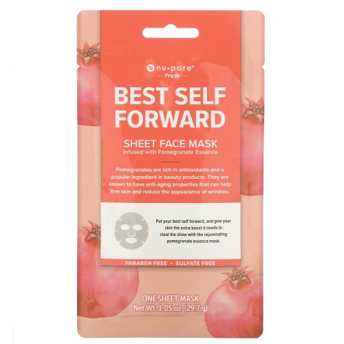 Nu-Pore, Best Self Forward Sheet Mask, Pomegranate, 1 Sheet