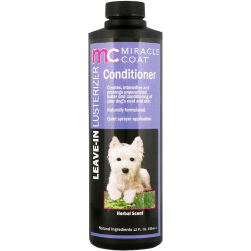 Miracle Care, Miracle Coat, Leave-In Lusterizer Conditioner, For Dogs, Herbal Scent, 12 fl oz (355 ml)