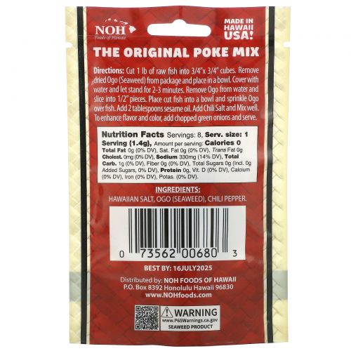 NOH Foods of Hawaii, The Original Poke Mix, 0.4 oz (11.2 g)