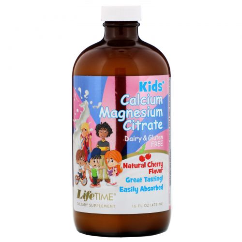 LifeTime Vitamins, Kids Calcium Magnesium Citrate, Natural Cherry, 16 fl oz (473 ml)
